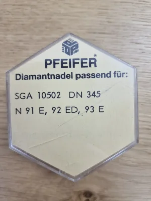 Rückseite der Pfeifer Verpackung mit Kompatibilitätsangaben für DN 345 und Shure N 91 E