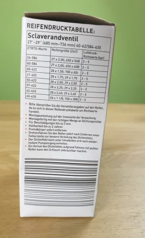 Fahrradschlauch Verpackung 5 Seite