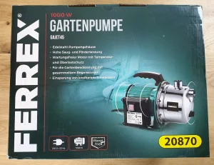 Ferrex Gartenpumpe Produktverpackung Oben
