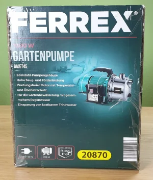 Ferrex Gartenpumpe Produktverpackung Seite 1