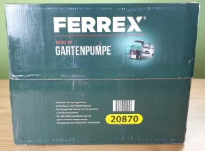 Ferrex Gartenpumpe Produktverpackung Unten