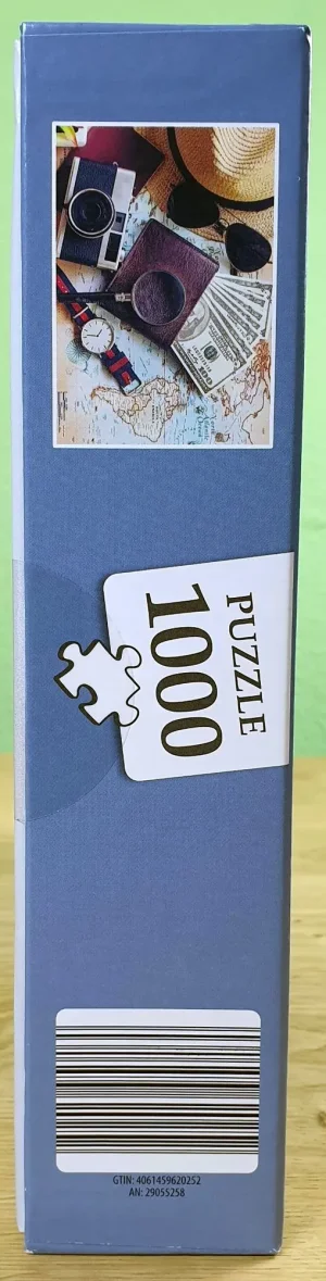 Das "Time to Travel" 1000 Teile Puzzle von der Seite.