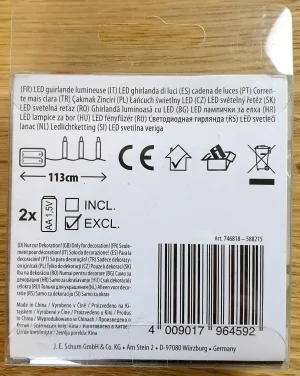 Produktbild der JESCollection Lichterkette LED fairy lights mit ihren 10 LEDs von hinten