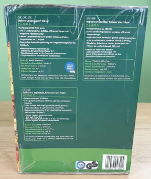 Der Parkside Elektro-Laubsauger/ -bläser in seiner Verpackung von der Seite.