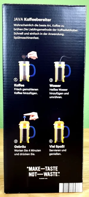 bodum JAVA Kaffeebereiter in seiner Verpackung.