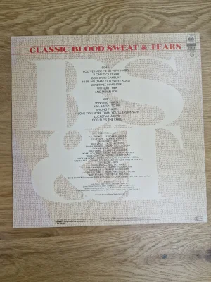 Rückseite der Schallplatte Classic Blood Sweat & Tears mit Tracklist, Besetzung und CBS Embassy Logo