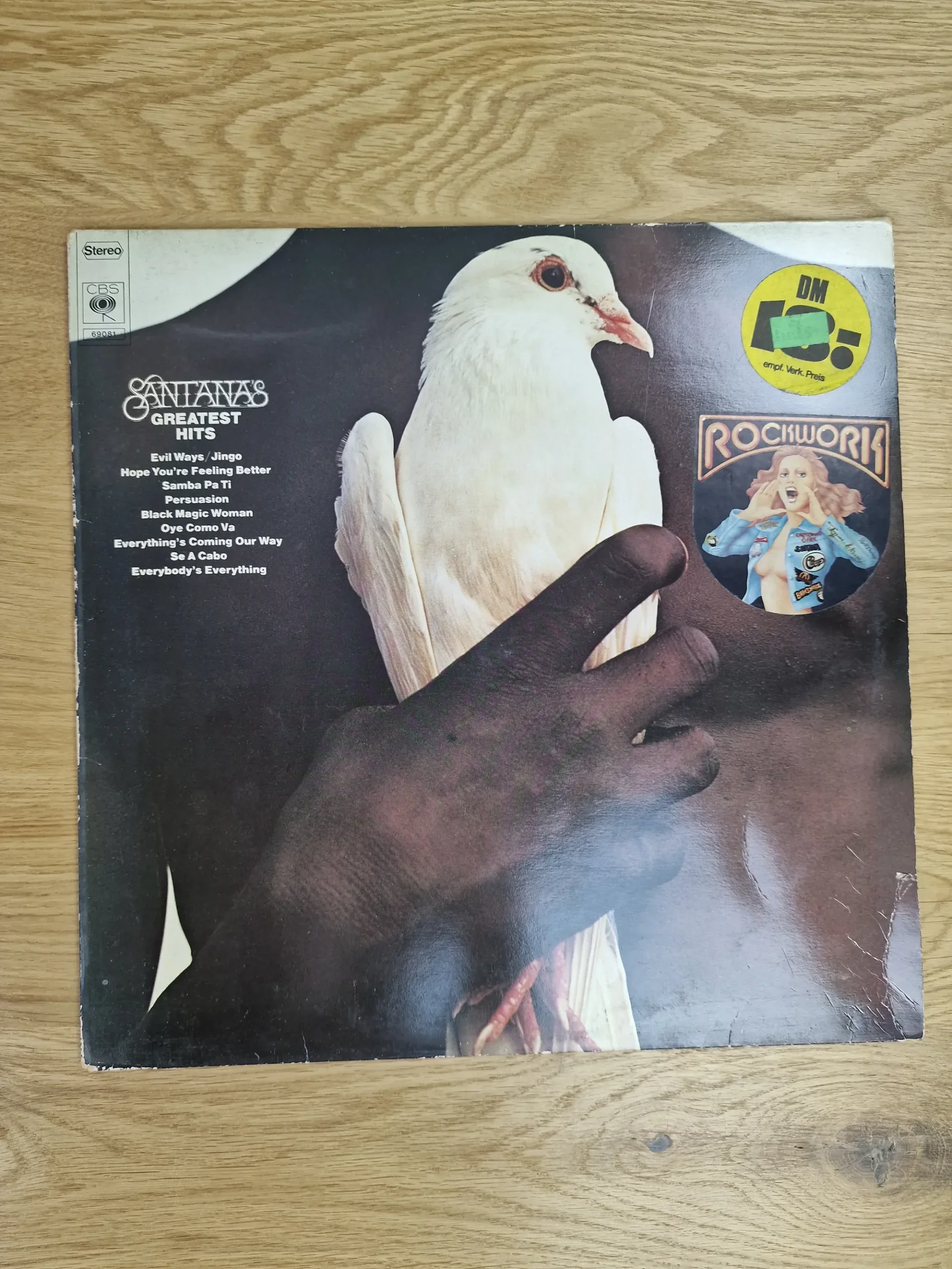 Santana's Greatest Hits Vinyl Schallplatte Frontcover mit Tauben-Motiv