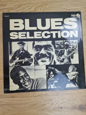 Blues Selection Vinyl Schallplatte Rückseite mit Bildern von Jesse Fuller, Jimmy Witherspoon, Gary Davis und Memphis Slim