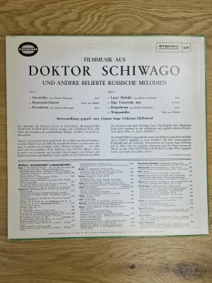 Rückseite des Vinyl LP Covers mit Titelliste und Informationen zum Album Doktor Schiwago