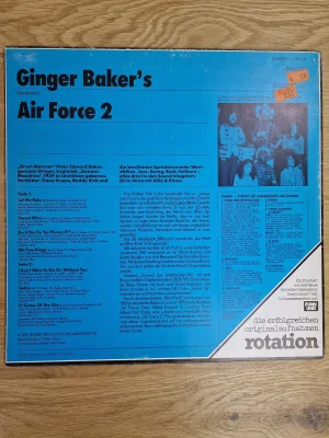 Ginger Baker's Air Force 2 Vinyl LP Rückseite mit Tracklist, Liner Notes und Bandfoto