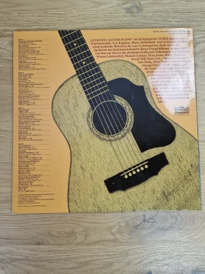 Rückseite der Vinyl-Hülle Acoustic Guitar Scene mit Titelliste, Künstlern und Conny Plank Credit