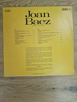 Rückseite des Vinyl-Albums Joan Baez mit kompletter Tracklist und Bellaphon Stereo Logo