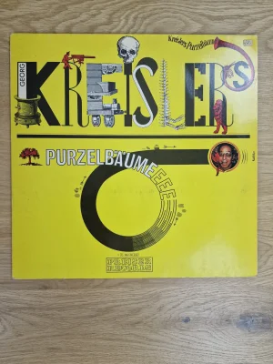 Gelbes Frontcover der Vinyl LP Kreislers Purzelbäume von Georg Kreisler
