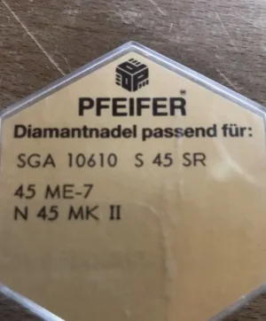 Rückseite der Pfeifer Verpackung mit Kompatibilitätsangaben SGA 10610, S 45 SR, N 45 MK II