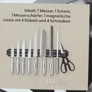Edelstahl Messer SET 10 teilig Magnetische Leiste Messerschärfer Schere