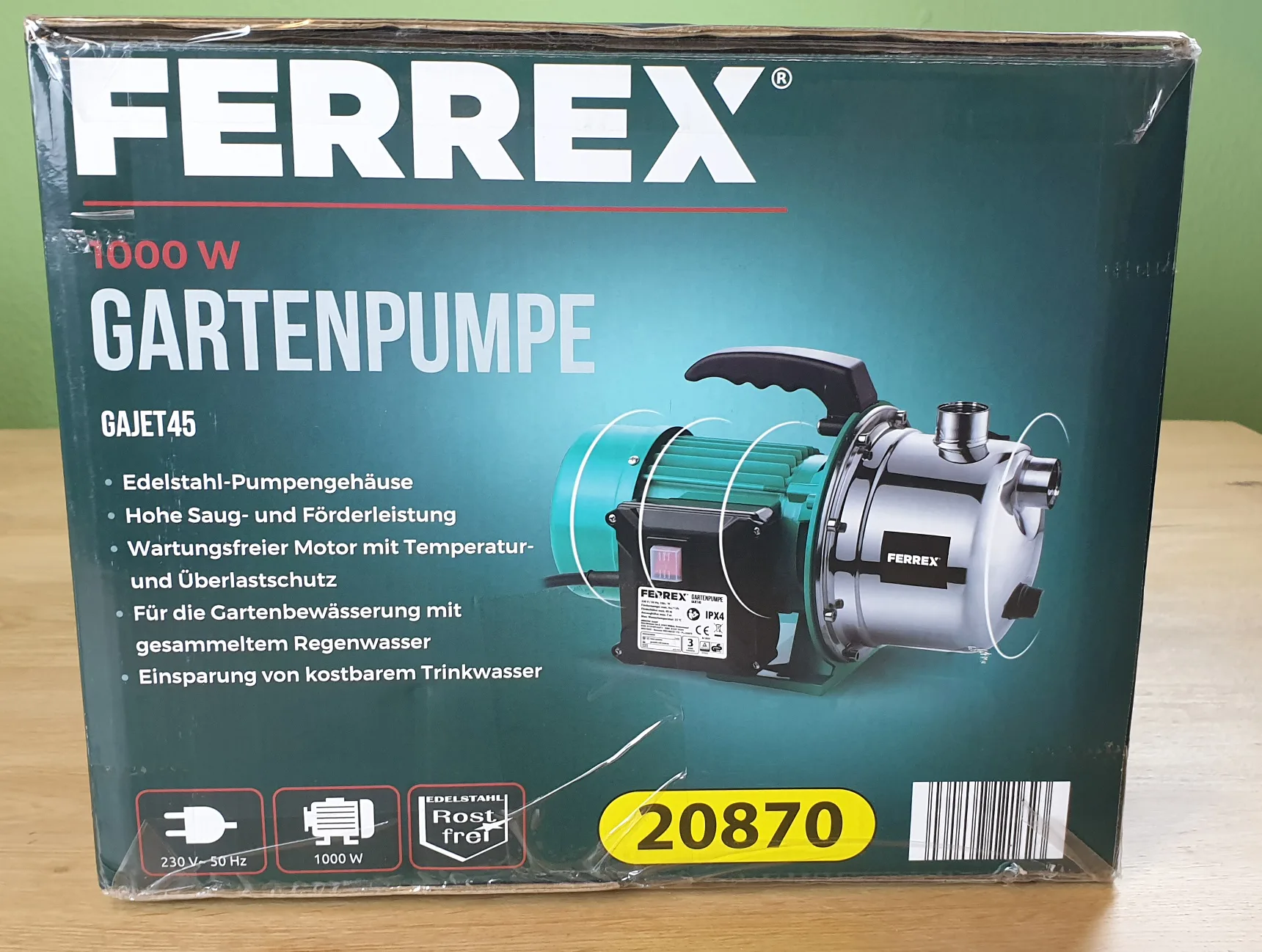 Ferrex Gartenpumpe Produktverpackung vorne jpg
