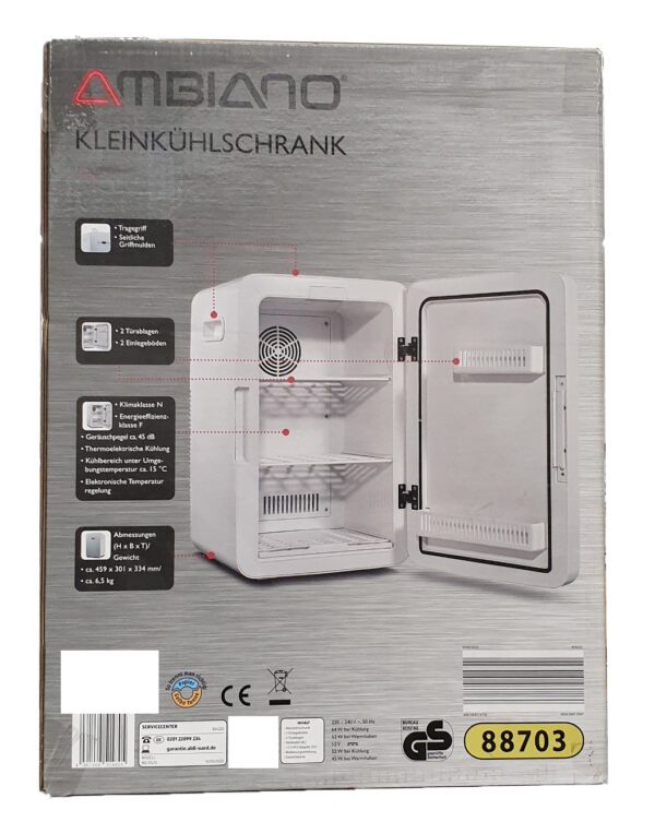 Die Verapckung von AMBIANO® Kleinkühlschrank 15 L als dessen Produktbild