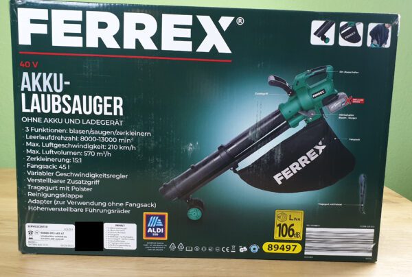 Ferrex Akku Laubsauger Produktbild von vorne