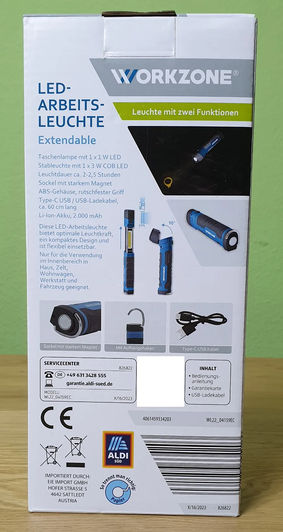 Workzone LED-Arbeitsleuchte Extendable von hinten