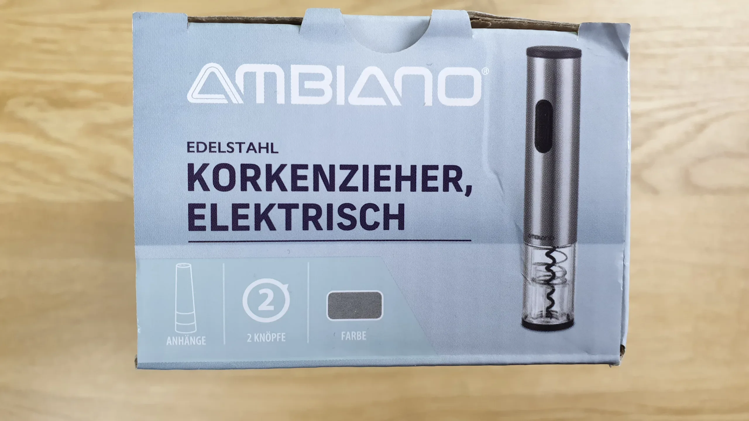 Ambiano-Edelstahl-Korkenzieher-Elektrisch-Oben Ambiano Edelstahl Korkenzieher Elektrisch von oben