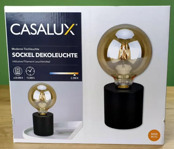 Produktbild der CASALUX Sockel Dekoleuchte von vorneProduktbild der CASALUX Sockel Dekoleuchte von hinten