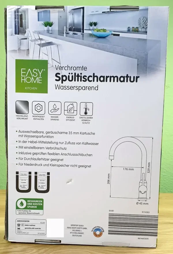 Photo der EASYHOME Spueltischarmatur verchromt von hinten