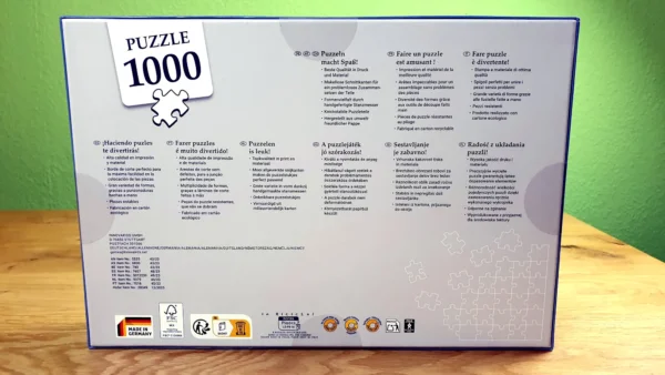 Das "Time to Travel" 1000 Teile Puzzle von hinten.