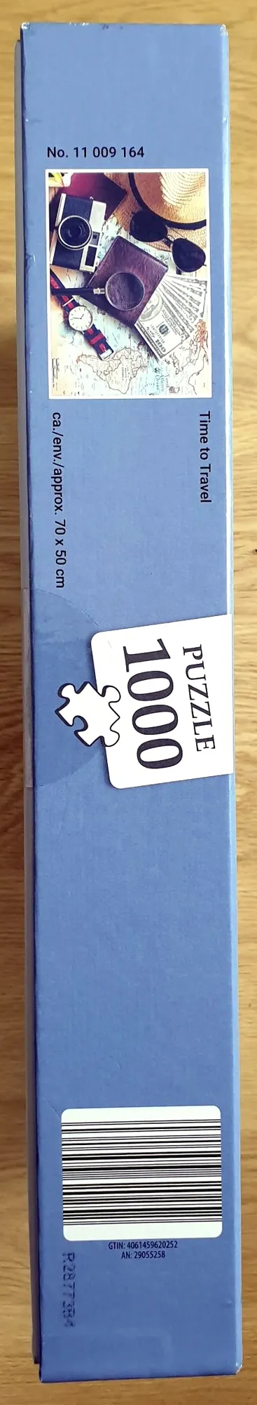 Das "Time to Travel" 1000 Teile Puzzle von der Seite.