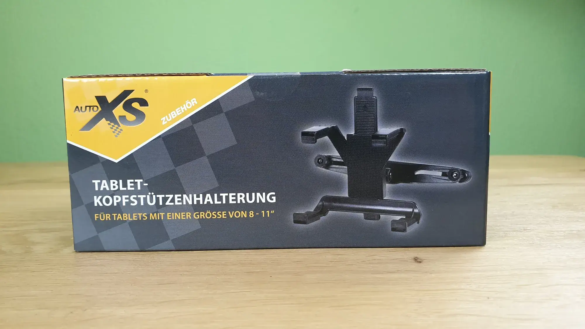 Verpackung der Tablet-Kopfstützenhalterung, geeignet für Tablets mit einer Größe von 8 bis 11 Zoll von der Seite