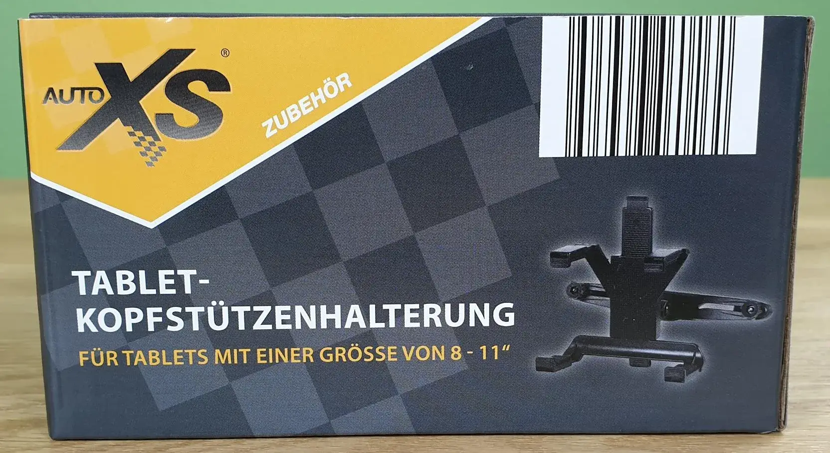 Verpackung der Tablet-Kopfstützenhalterung, geeignet für Tablets mit einer Größe von 8 bis 11 Zoll von der Seite