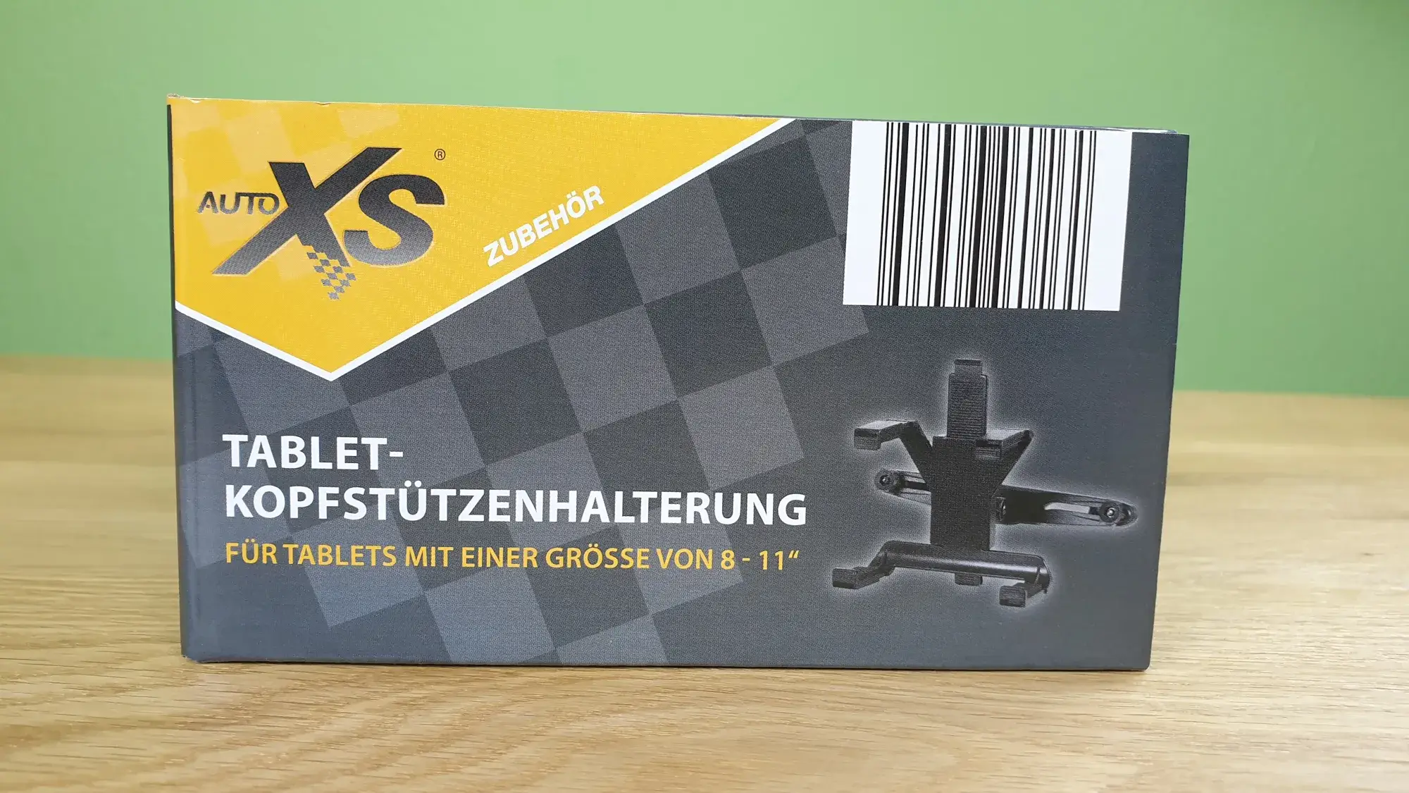 Verpackung der Tablet-Kopfstützenhalterung, geeignet für Tablets mit einer Größe von 8 bis 11 Zoll von der Seite