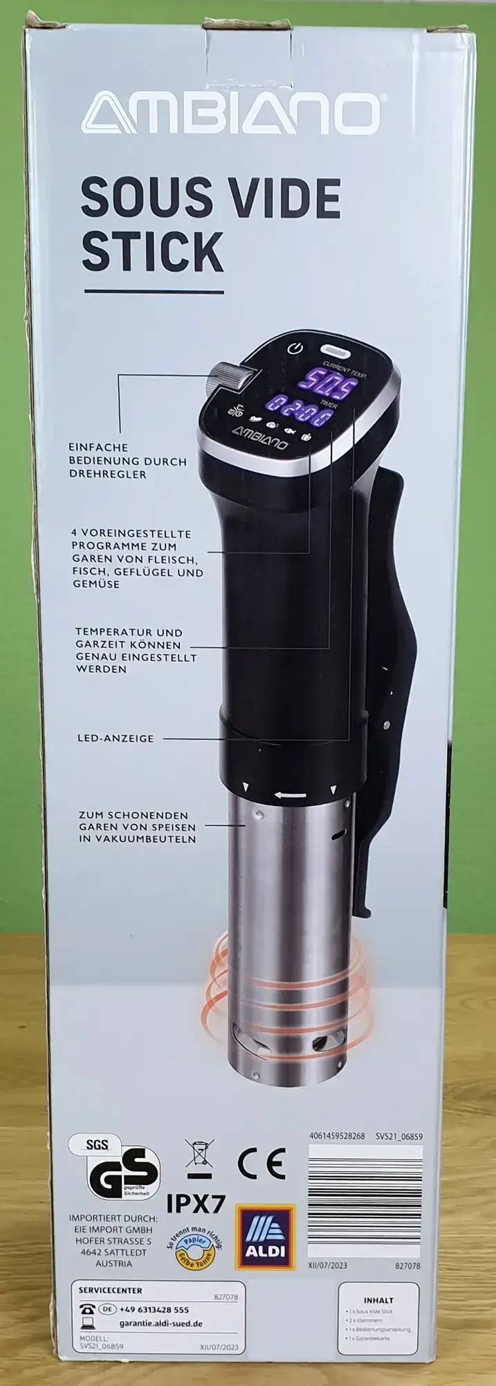 Ambiano_Sous_Vide_Stick_4 Der Ambiano Sous Vide Stick in seiner Verpackung, von hinten.