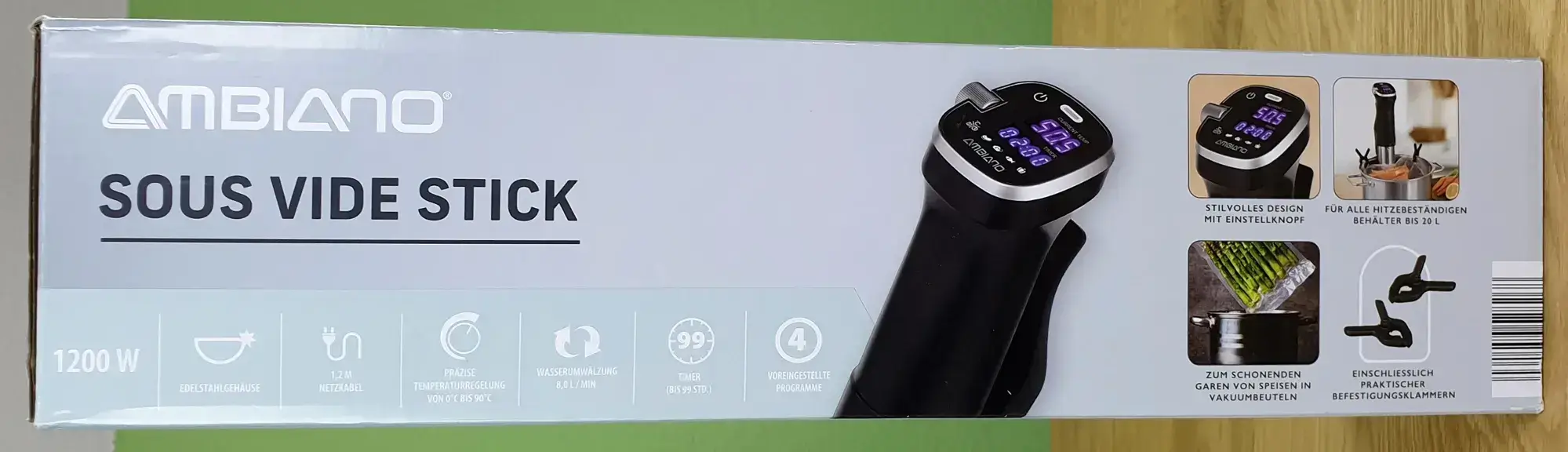 Ambiano_Sous_Vide_Stick_5 Der Ambiano Sous Vide Stick in seiner Verpackung, von der zweiten Seite.