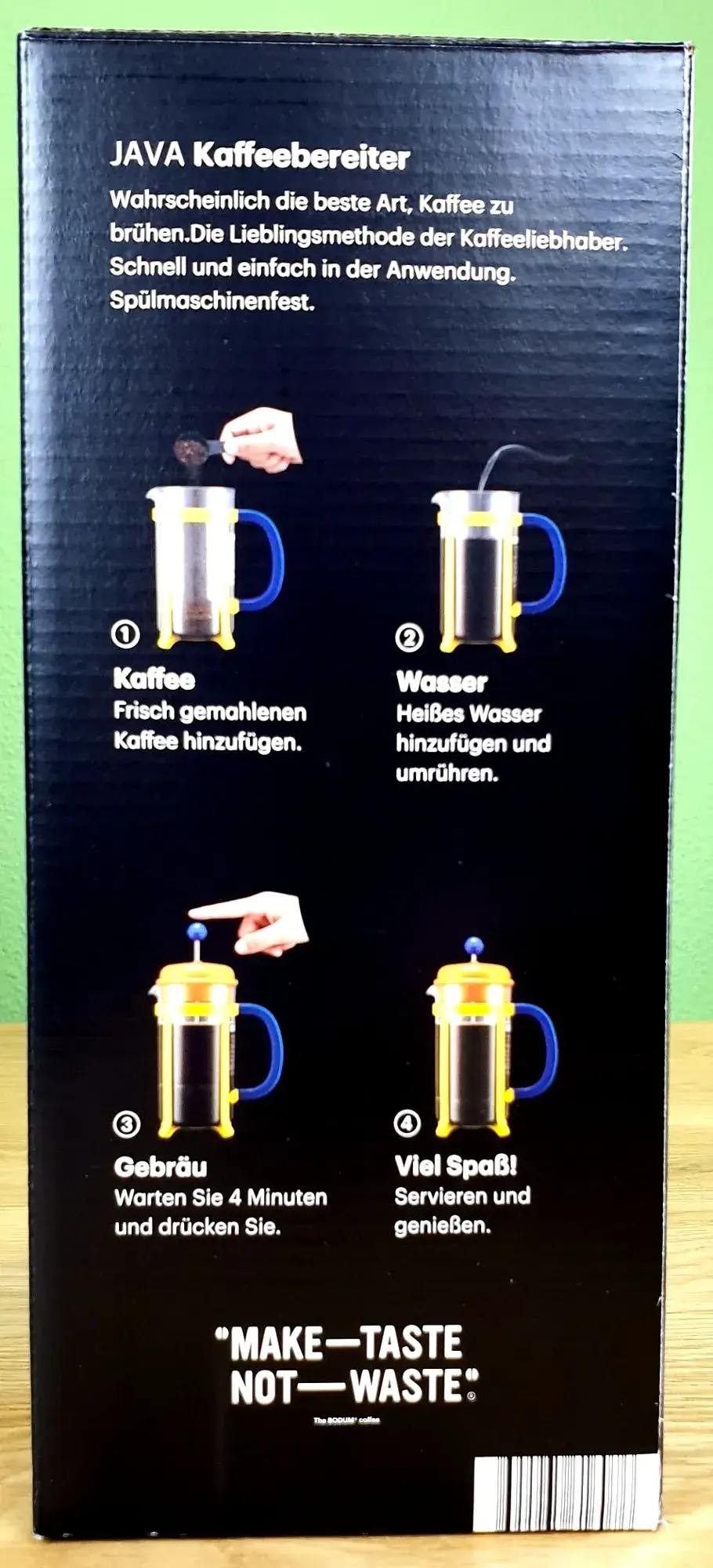 bodum_JAVA_Kaffeebereiter_2 bodum JAVA Kaffeebereiter in seiner Verpackung.