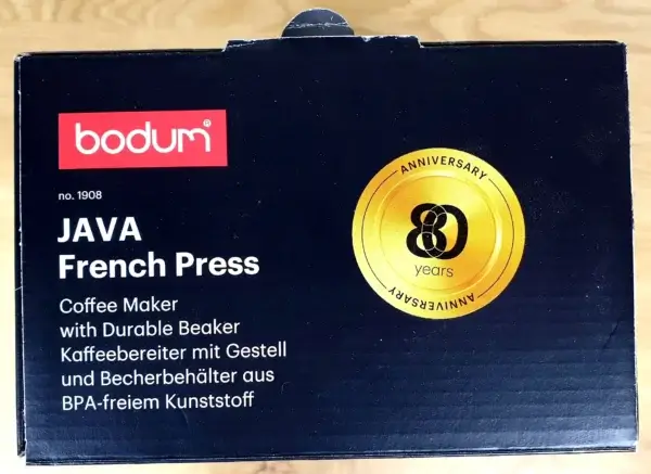 bodum JAVA Kaffeebereiter in seiner Verpackung.