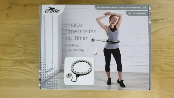 Der crane smarter Fitnessreifen mit Timer in seiner Verpackung von vorne.