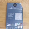 Produkteigenschaften und Details des Home Creation Duschvorhangs auf der Verpackungsrückseite