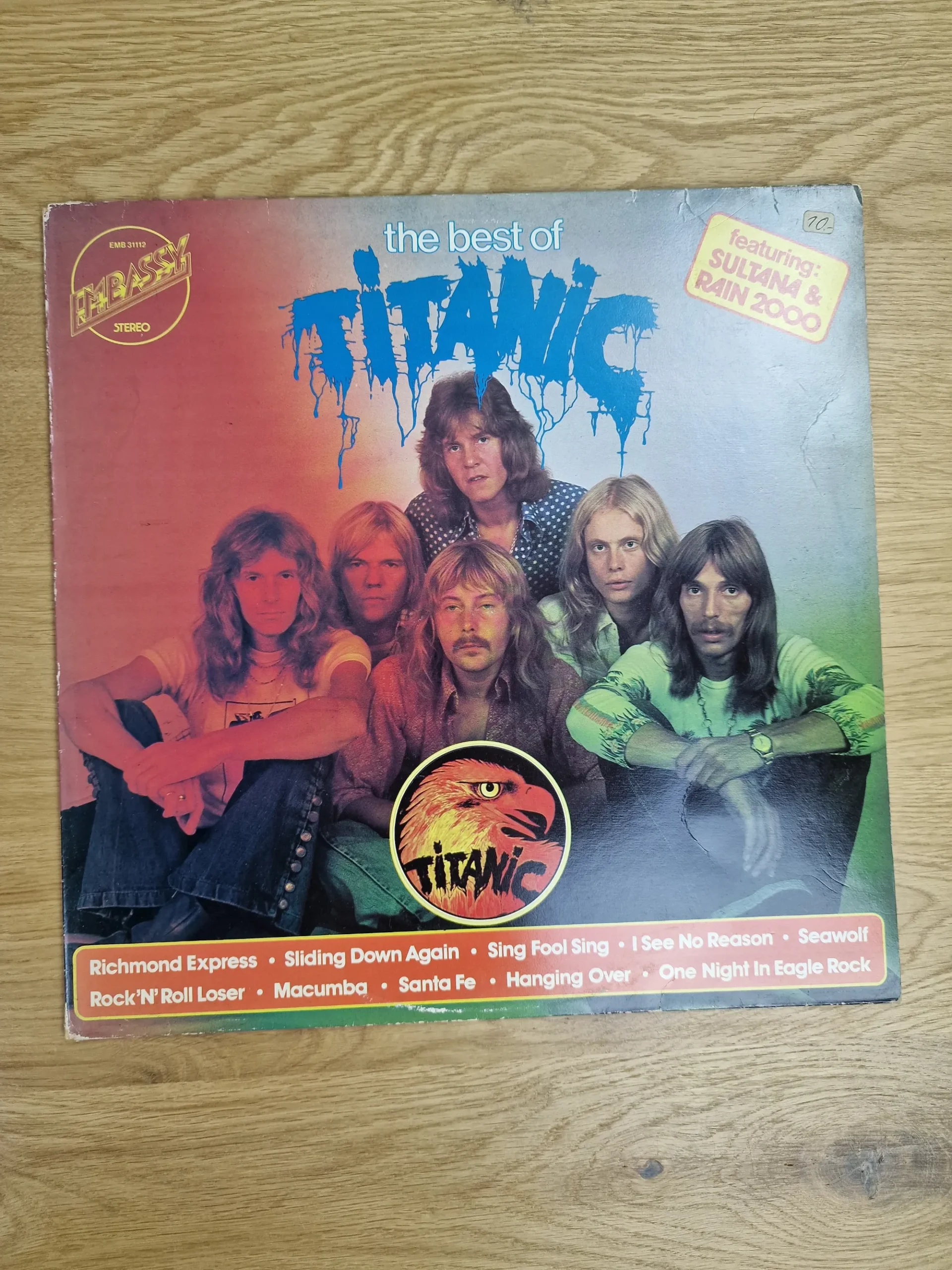 Vorderseite der Vinyl-Schallplatte The Best of Titanic mit Bandfoto und Hit-Hinweisen