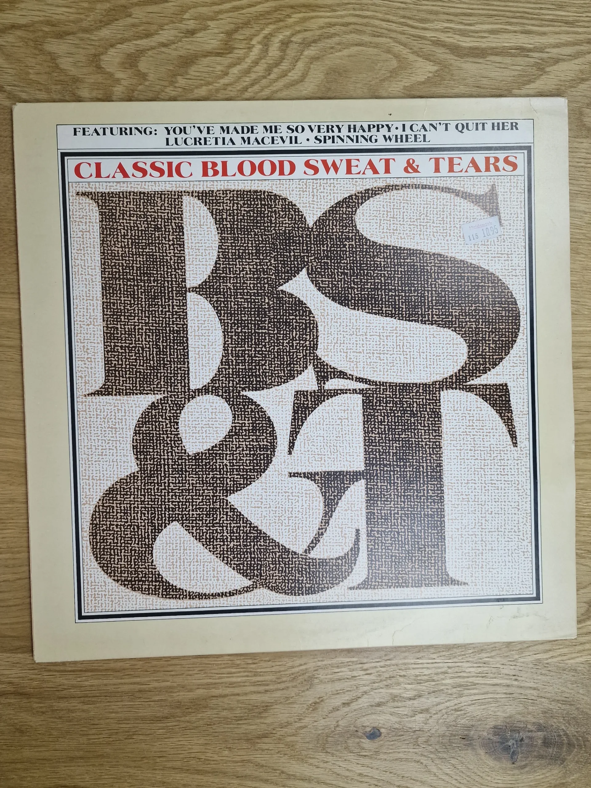 Vorderseite des Vinyl-Albums Classic Blood Sweat & Tears mit typografischem Cover-Design