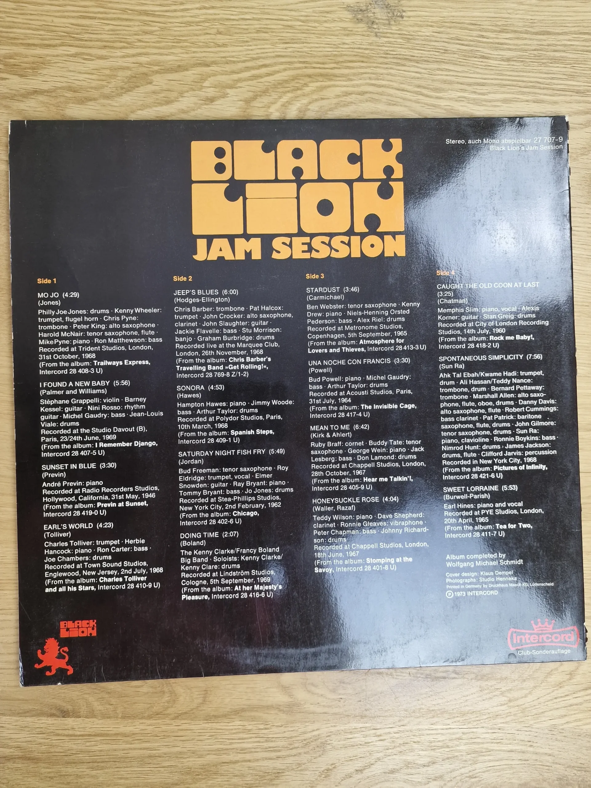 black-lion-jam-session-2lp-vinyl-backcover Rückseite der Vinyl-Schallplatte Black Lion Jam Session mit Titelliste und Besetzung