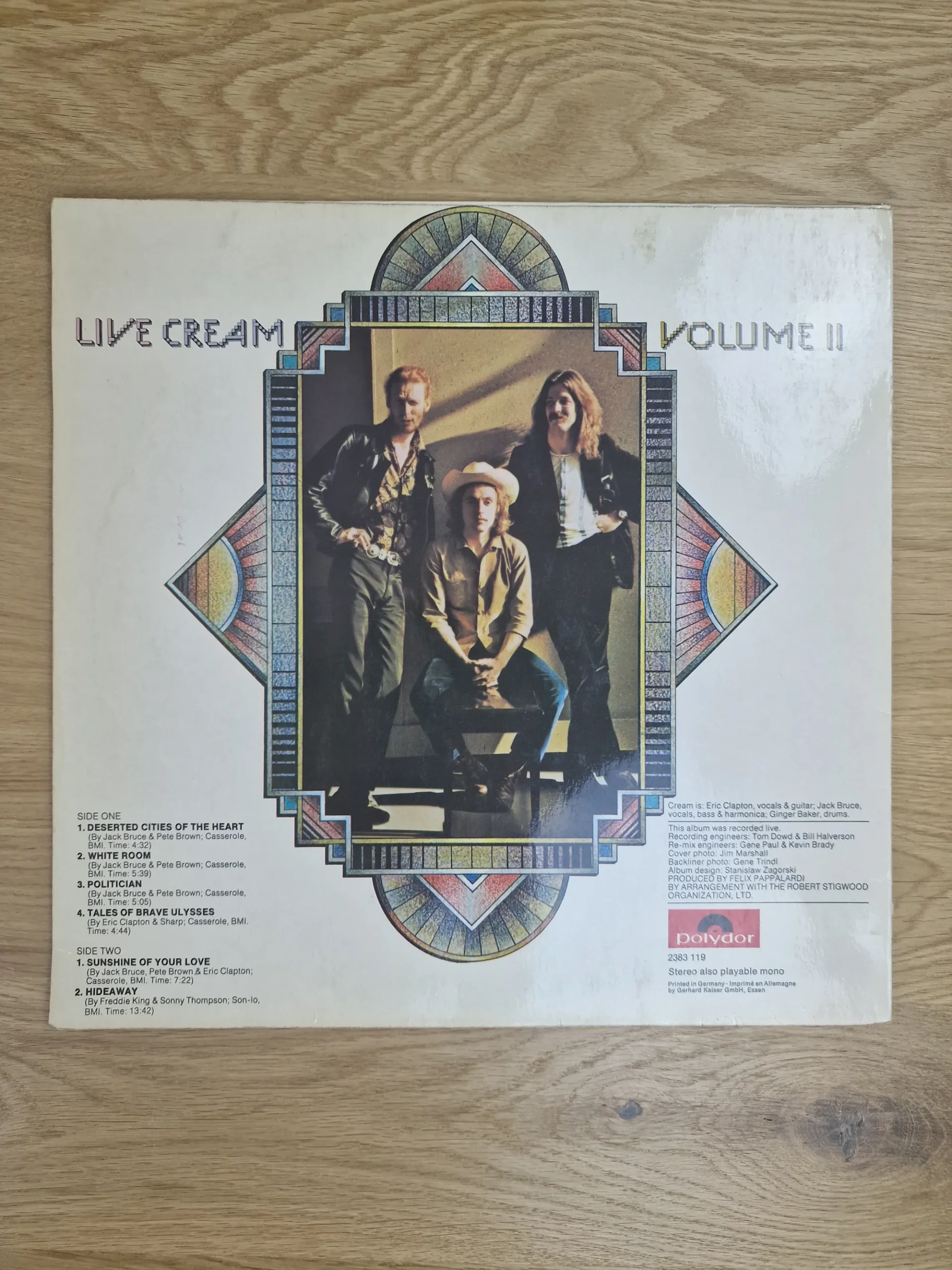 cream-live-cream-volume-2-vinyl-lp-backcover-tracklist Rückseite der Schallplattenhülle Live Cream Volume II mit Tracklist und Polydor Logo