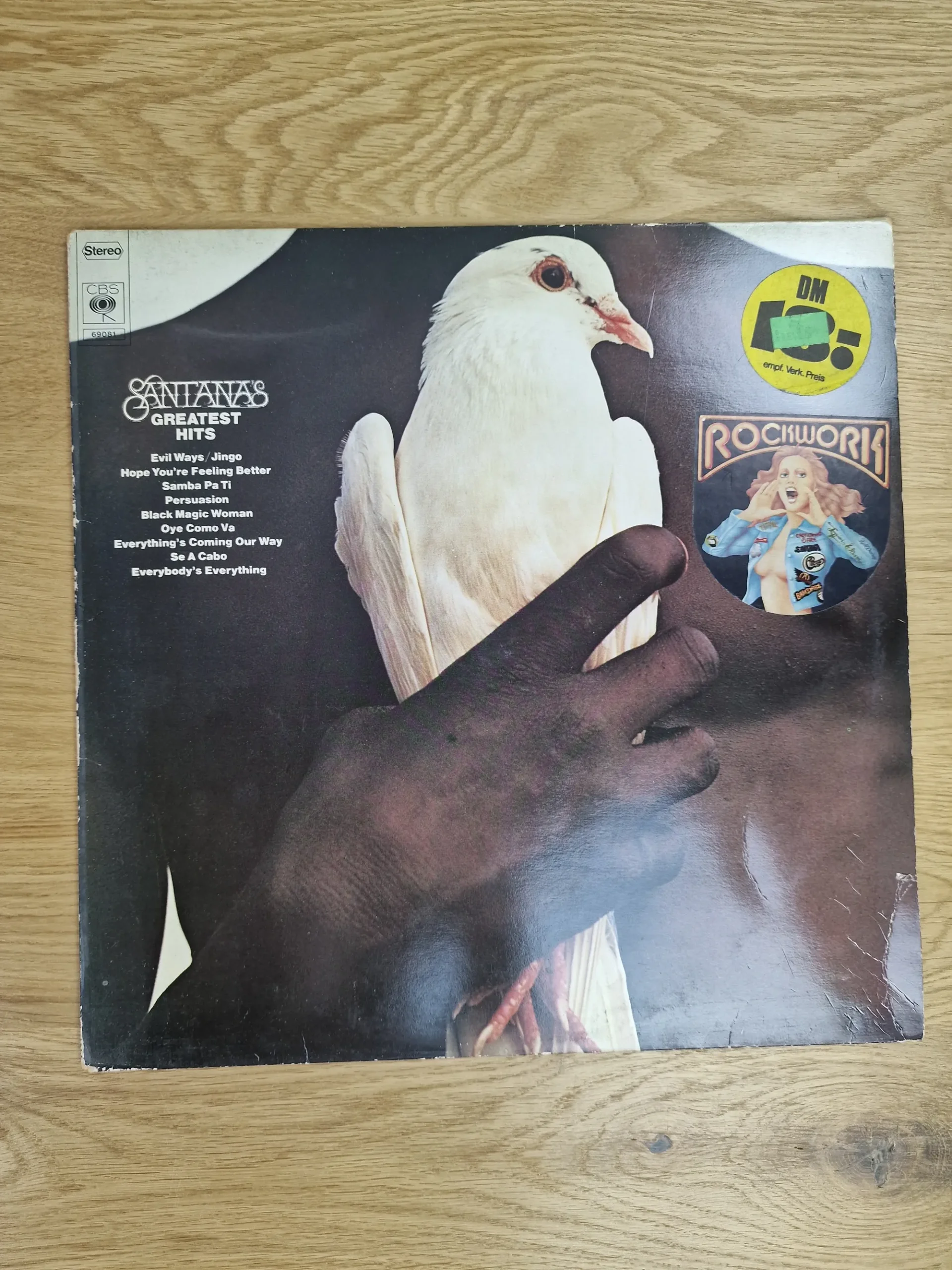 Santana's Greatest Hits Vinyl Schallplatte Frontcover mit Tauben-Motiv