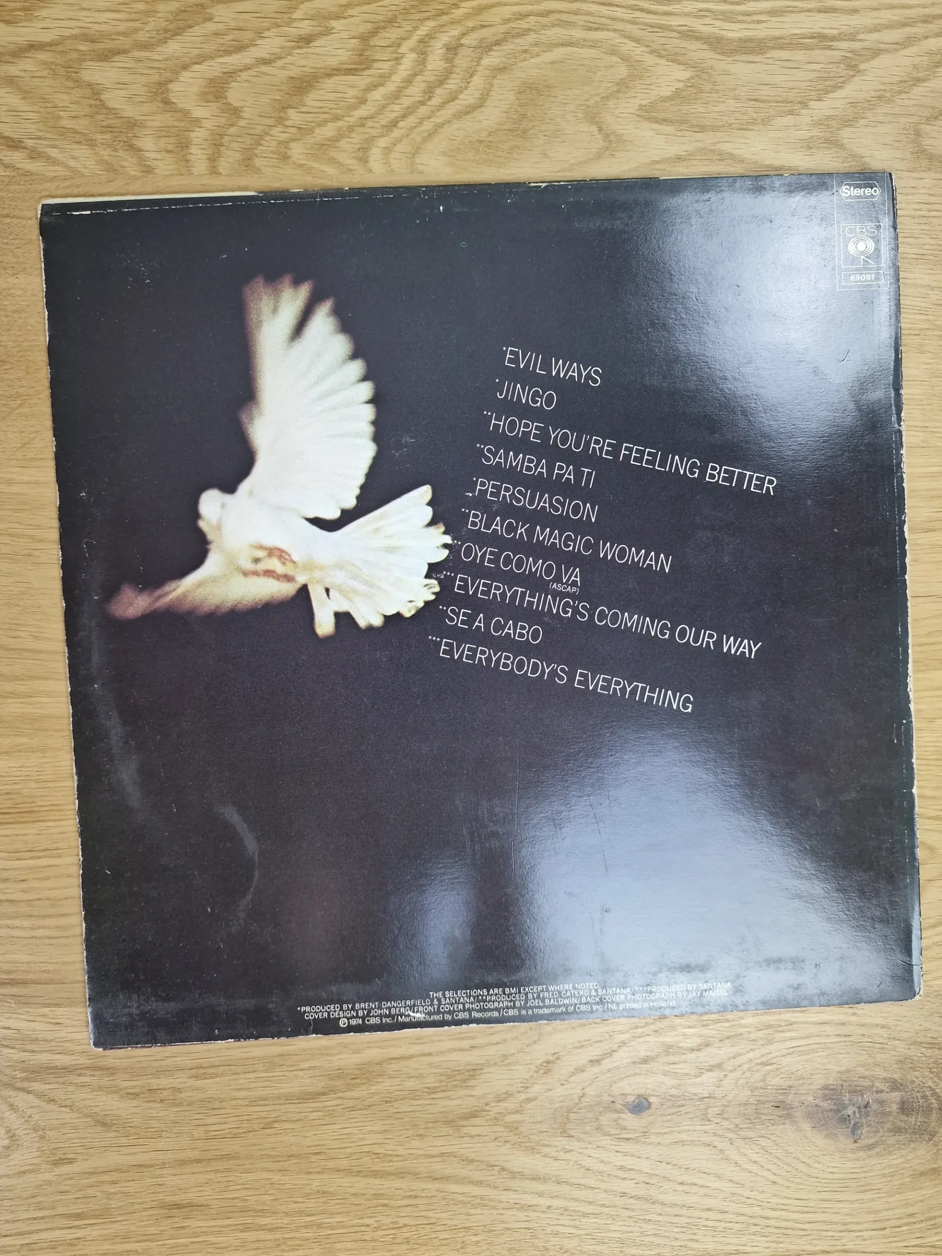 Rückseite des Album-Covers von Santana's Greatest Hits mit Trackliste