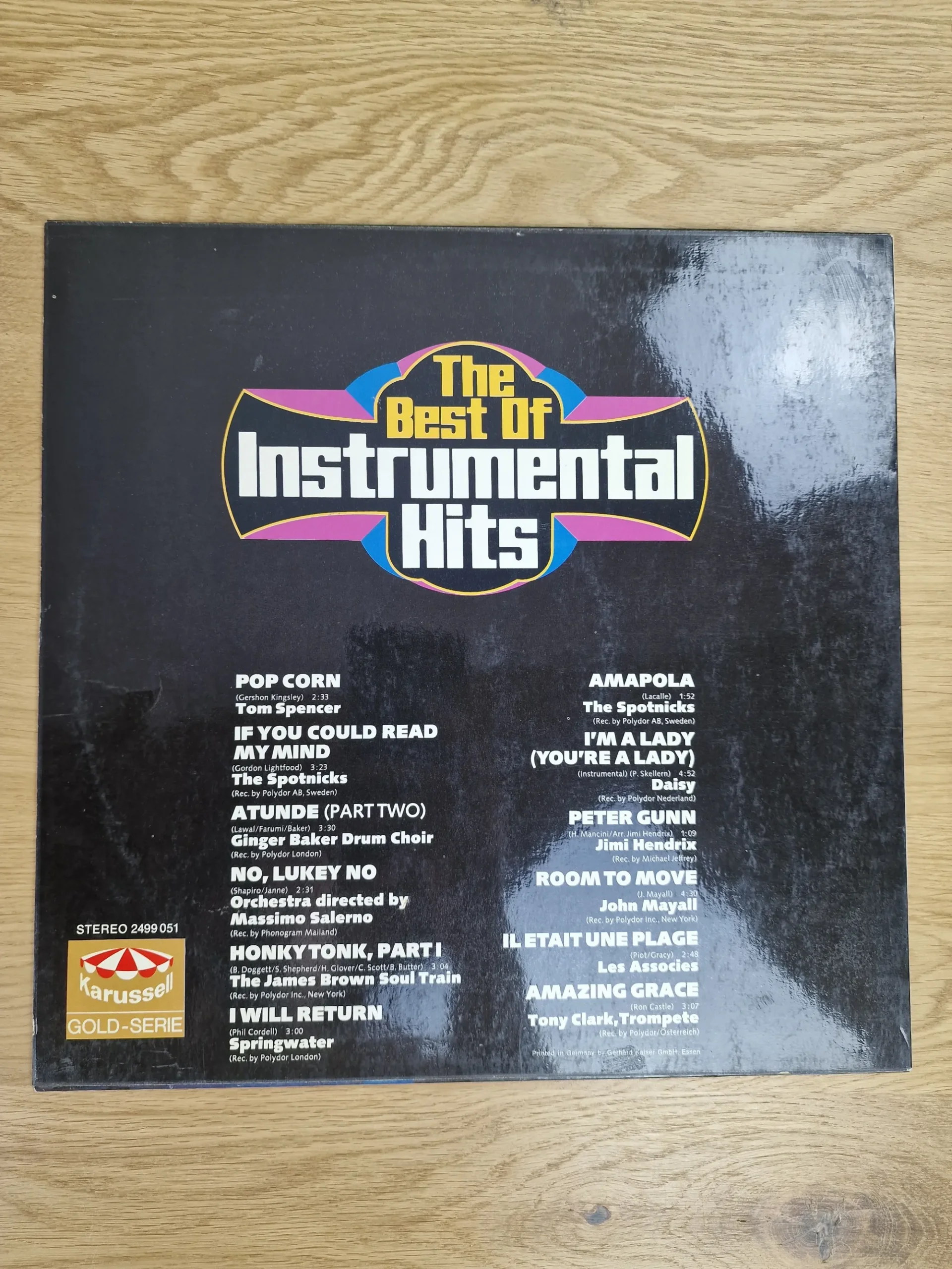 Rückseite des Vinyl-Covers The Best Of Instrumental Hits mit der vollständigen Titelliste