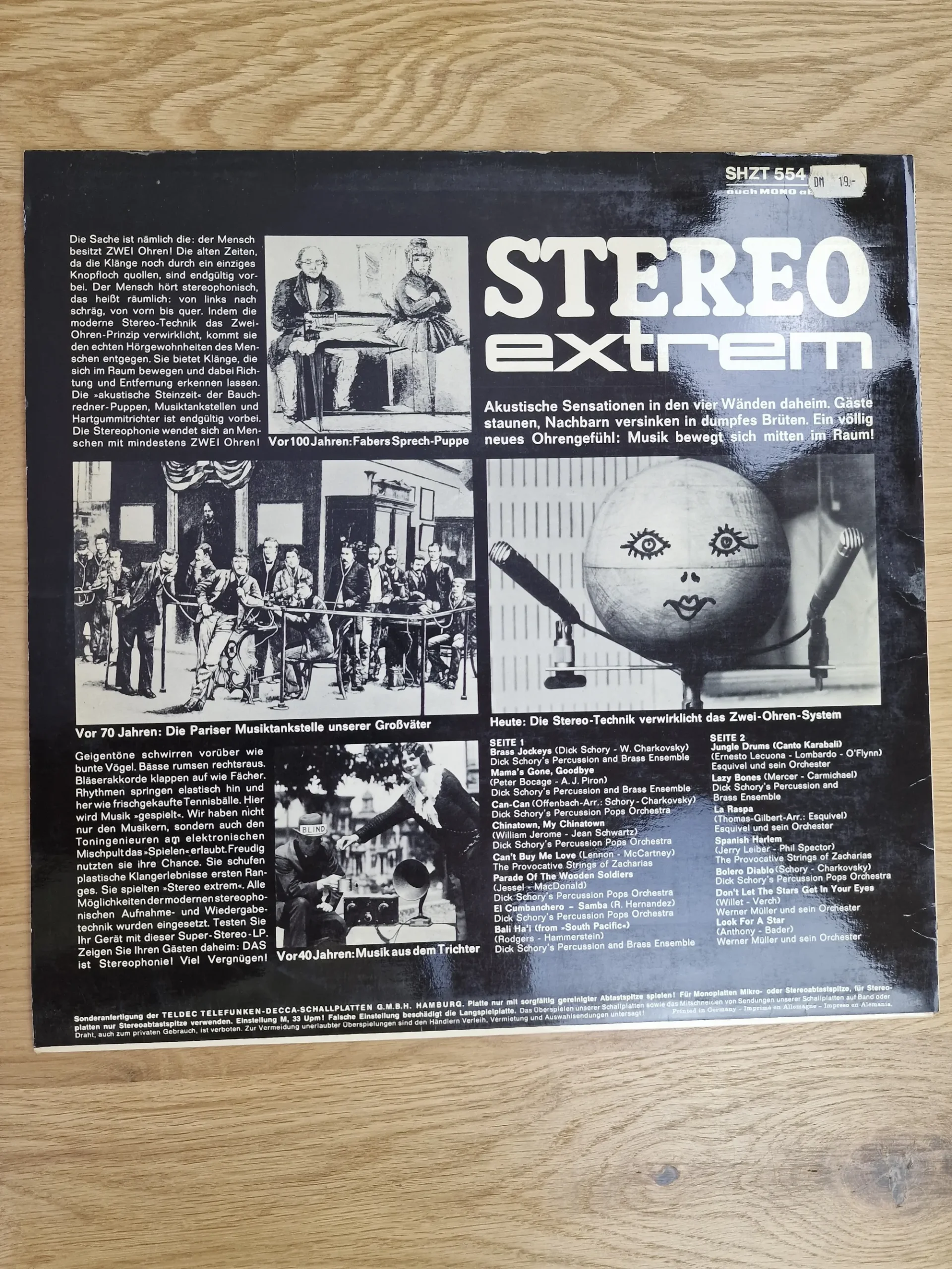 Rückseite der HÖR ZU Stereo Extrem LP mit Titelliste und Ausführungen zur Stereo-Technik
