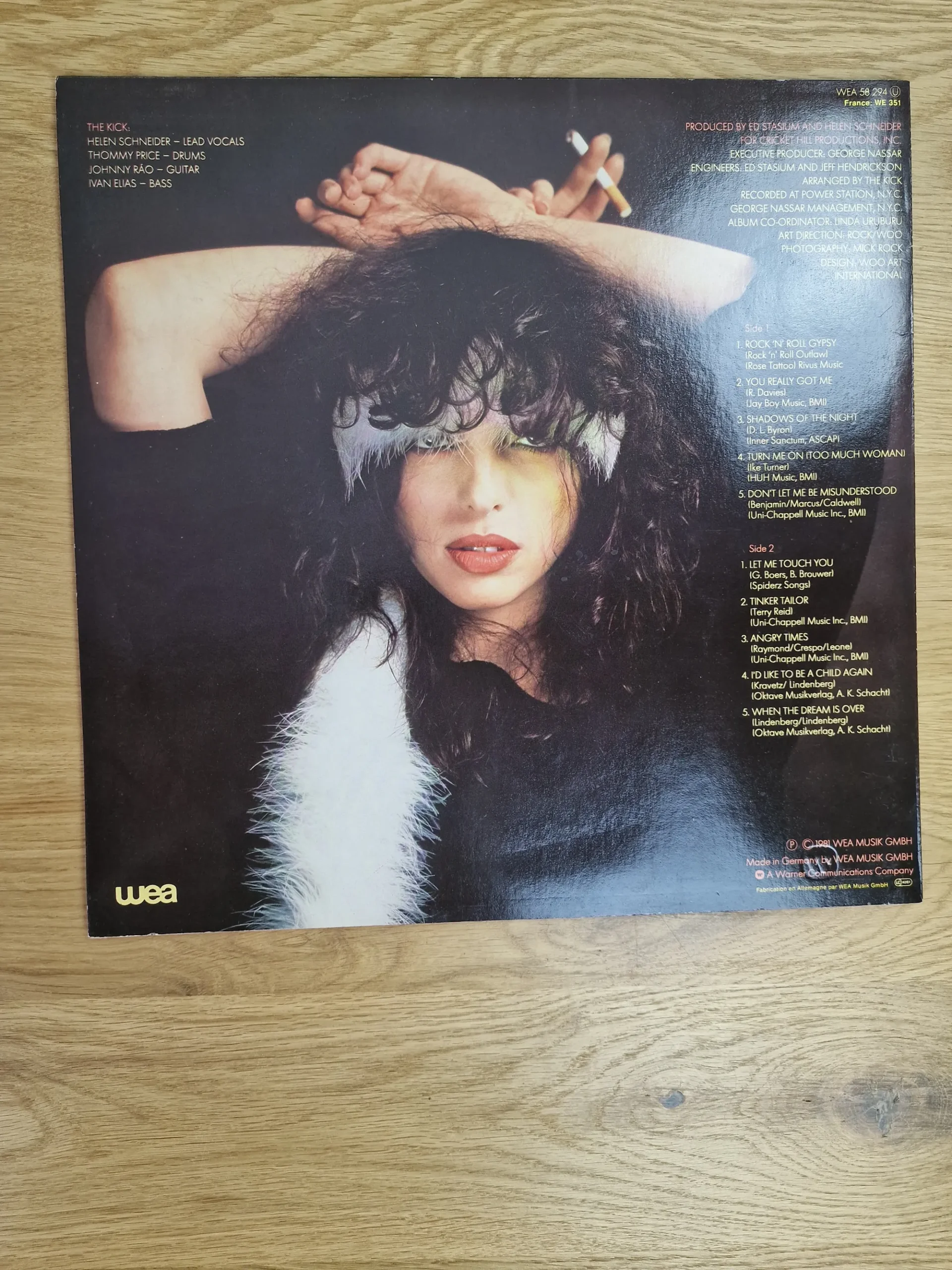 Rückseite des Vinyl-Albumcovers Schneider with the Kick mit Tracklist