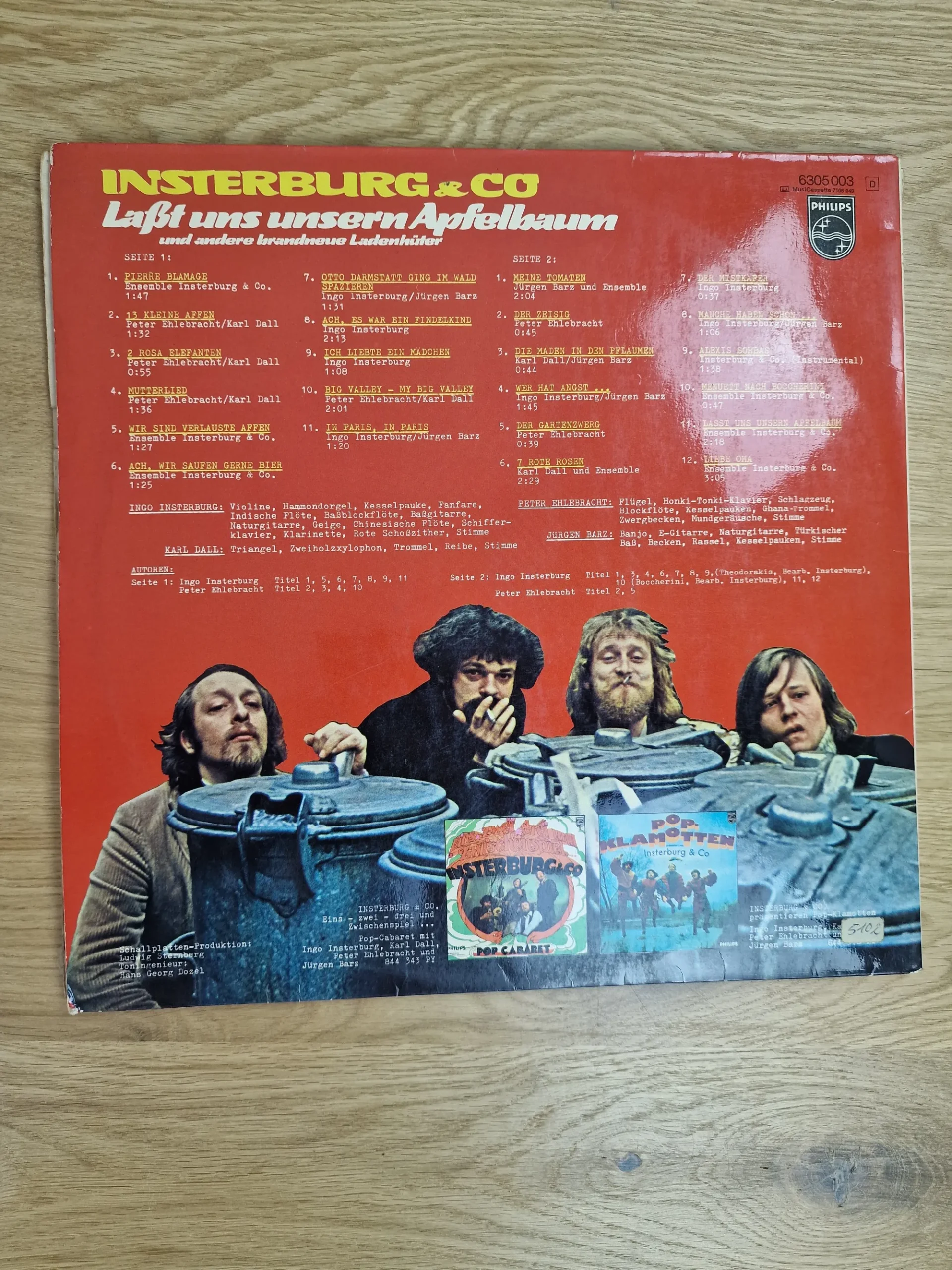 insterburg-co-lass-uns-unsern-apfelbaum-vinyl-rueckseite Rückseite des Albumcovers mit Tracklist und Mitwirkenden der Insterburg & Co LP