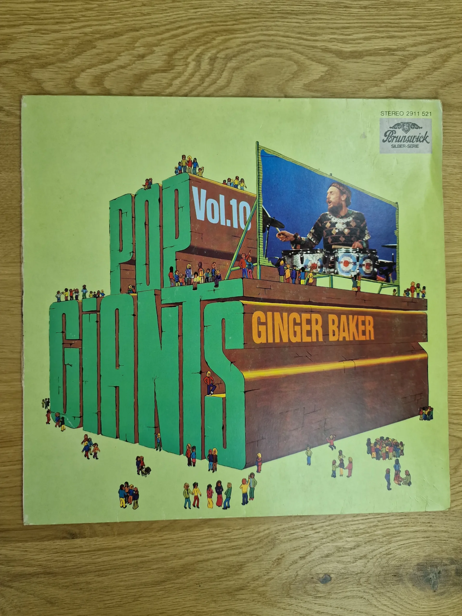 Vorderseite der Vinyl LP Pop Giants Vol. 10 von Ginger Baker auf Brunswick Silber-Serie