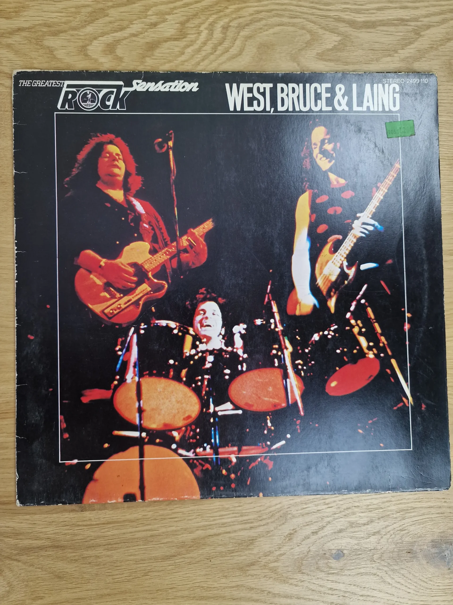 Vorderseite des Vinyl-Albums The Greatest Rock Sensation von West, Bruce & Laing mit Live-Bandfoto