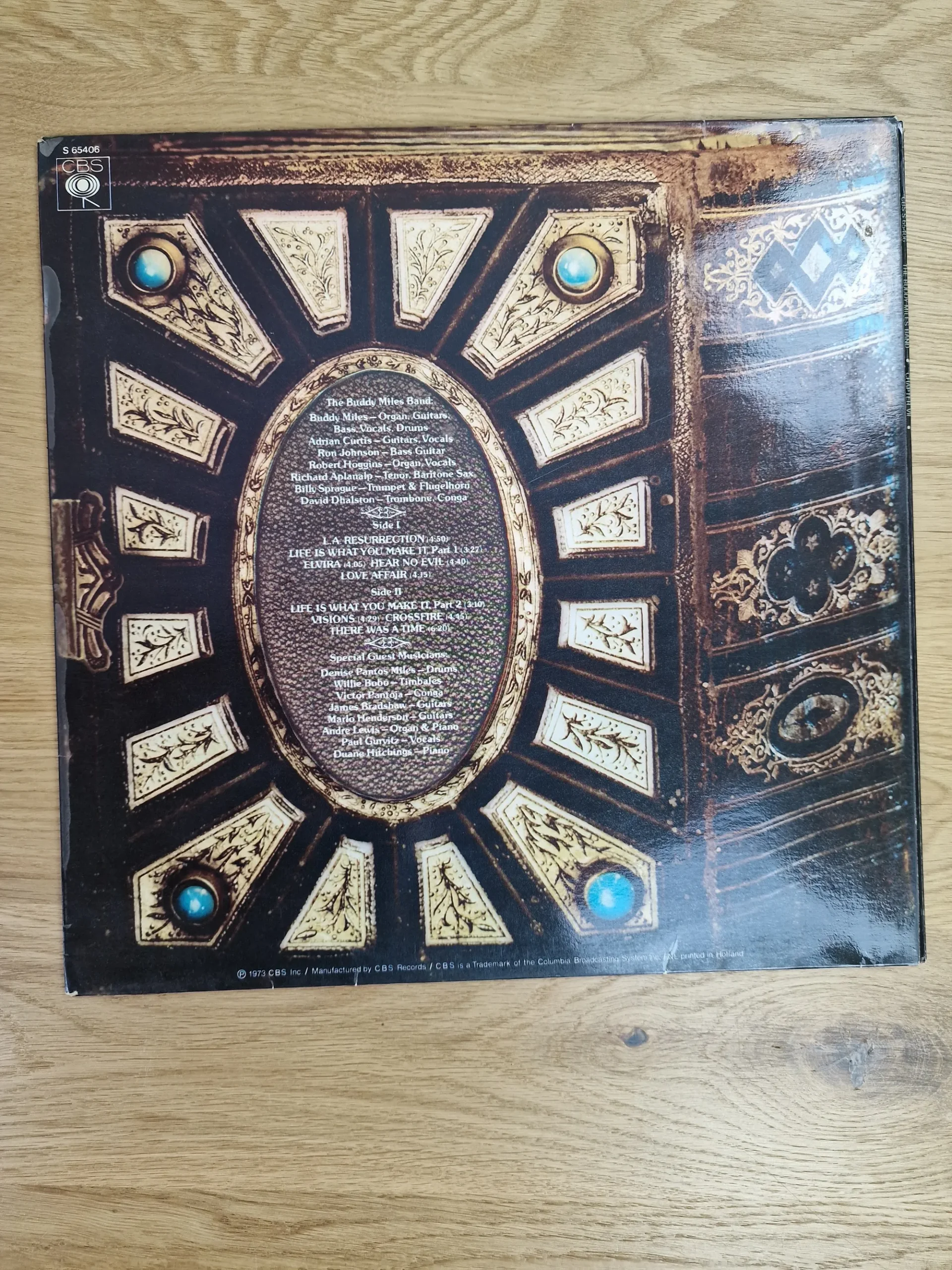 Rückseite des Albumcovers der Buddy Miles Band Chapter VII mit Titelliste und Besetzung